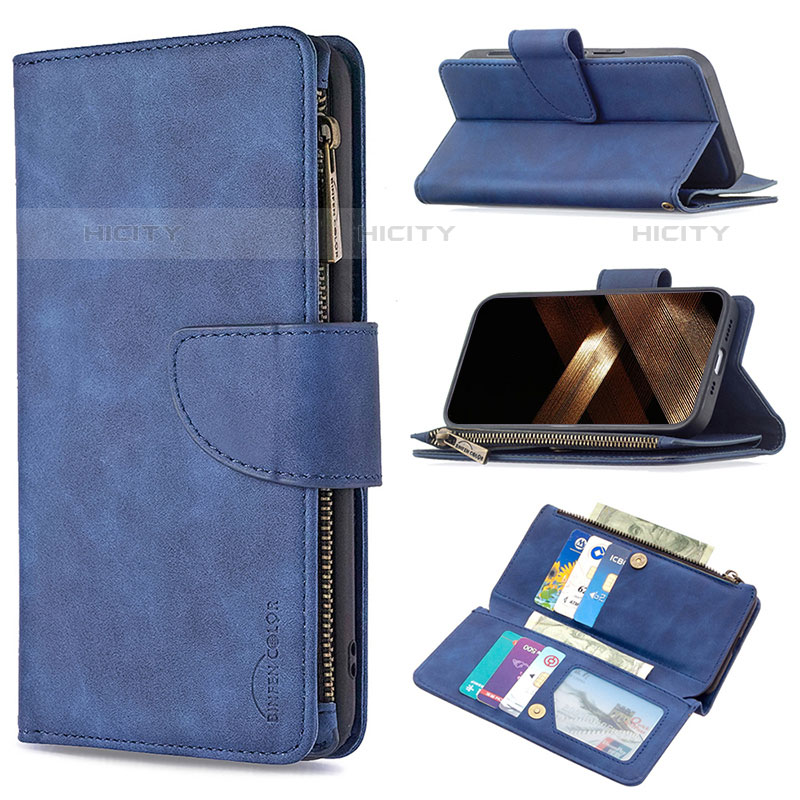 Funda de Cuero Cartera con Soporte Carcasa L03 para Apple iPhone 15 Pro Azul