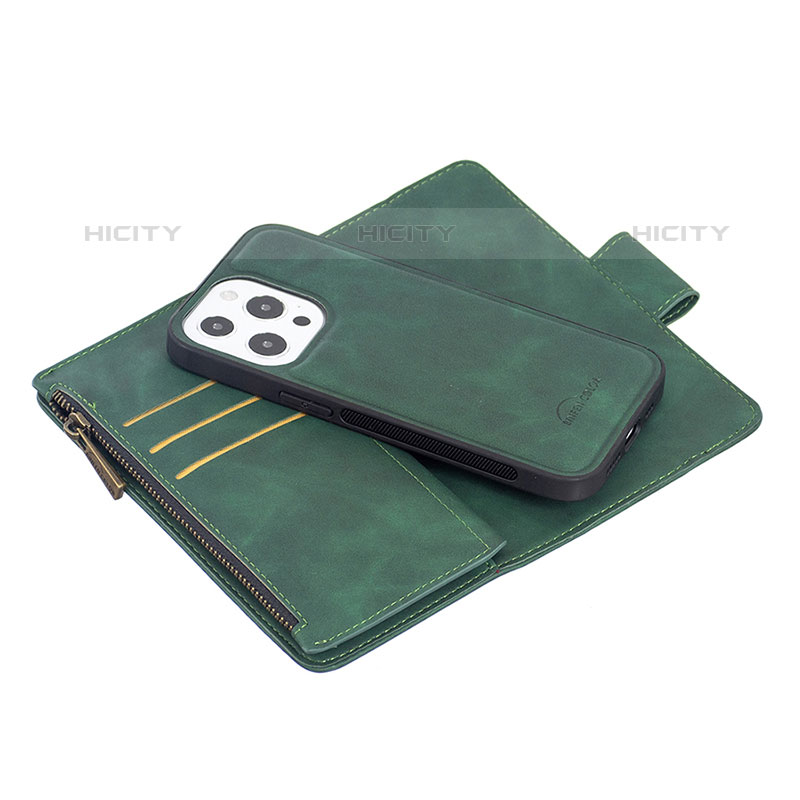 Funda de Cuero Cartera con Soporte Carcasa L03 para Apple iPhone 15 Pro Verde