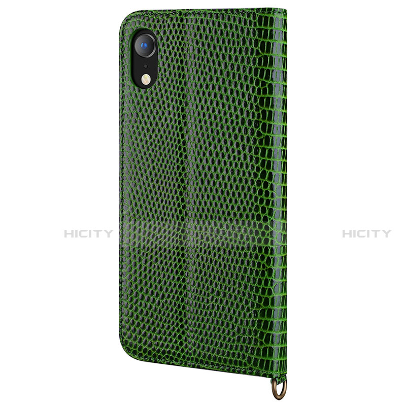 Funda de Cuero Cartera con Soporte Carcasa L03 para Apple iPhone XR Verde