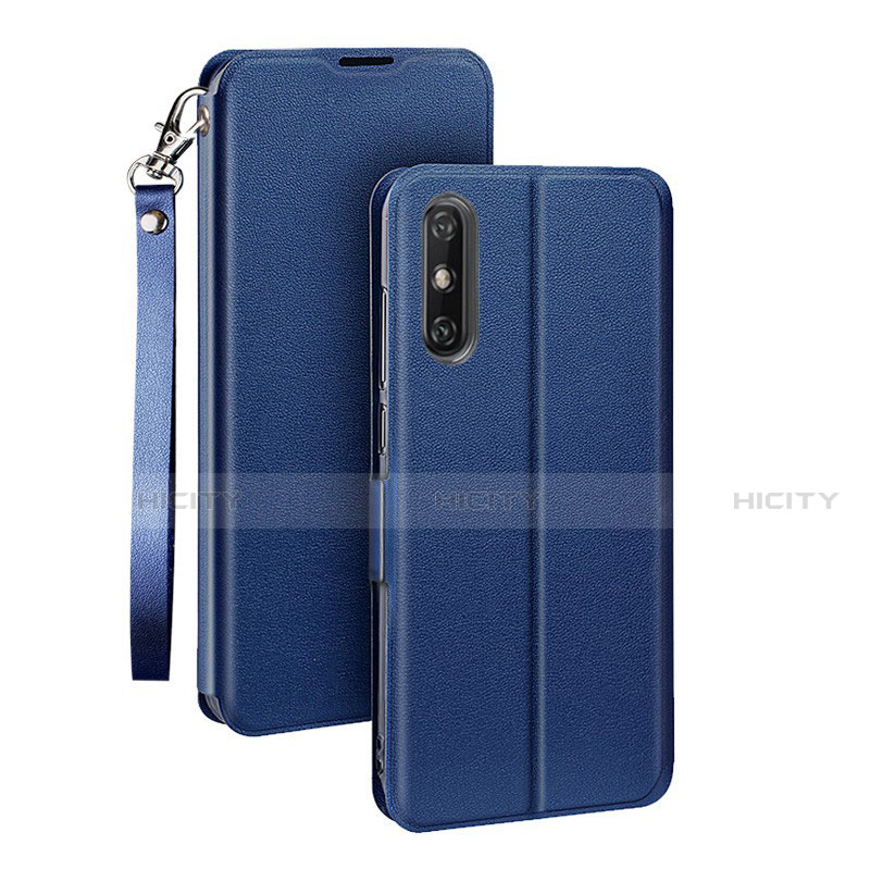 Funda de Cuero Cartera con Soporte Carcasa L03 para Huawei Enjoy 10e Azul