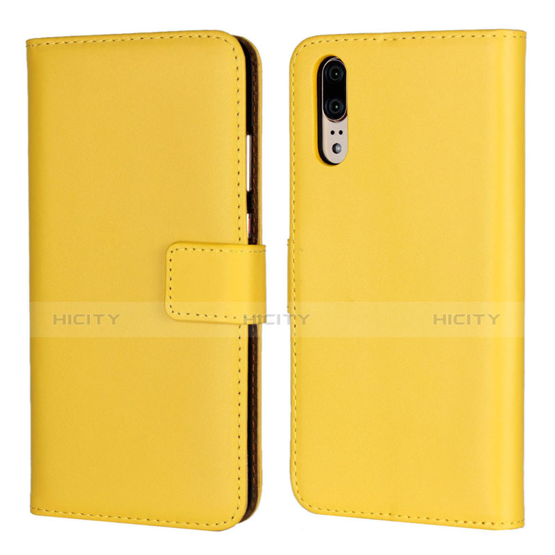 Funda de Cuero Cartera con Soporte Carcasa L03 para Huawei P20 Amarillo