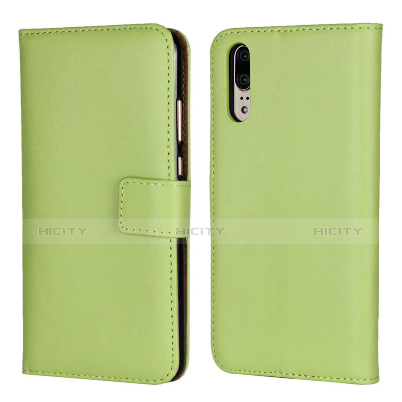 Funda de Cuero Cartera con Soporte Carcasa L03 para Huawei P20 Verde