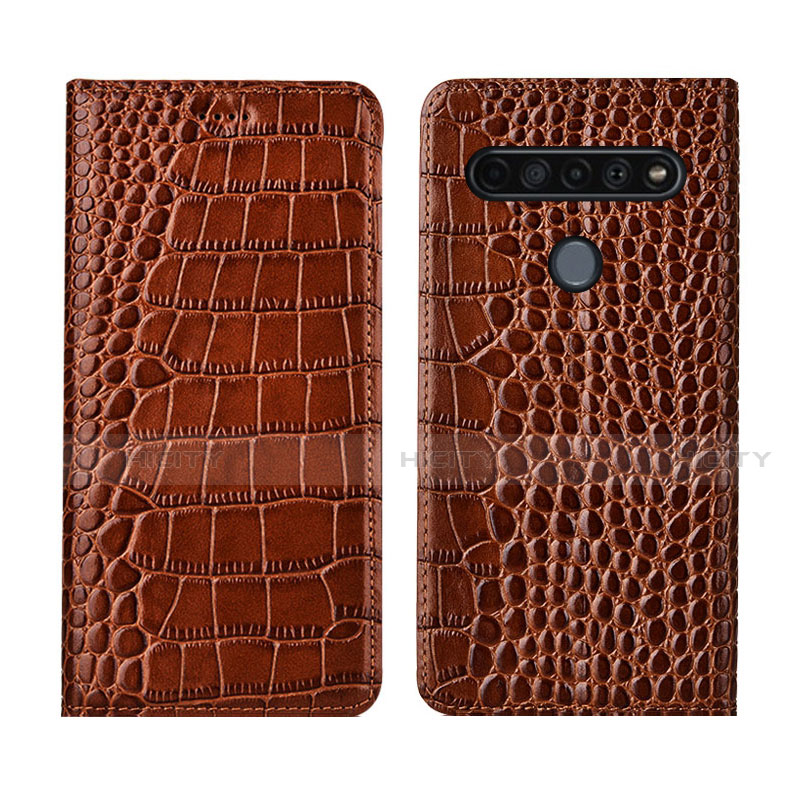 Funda de Cuero Cartera con Soporte Carcasa L03 para LG K41S Marron Claro