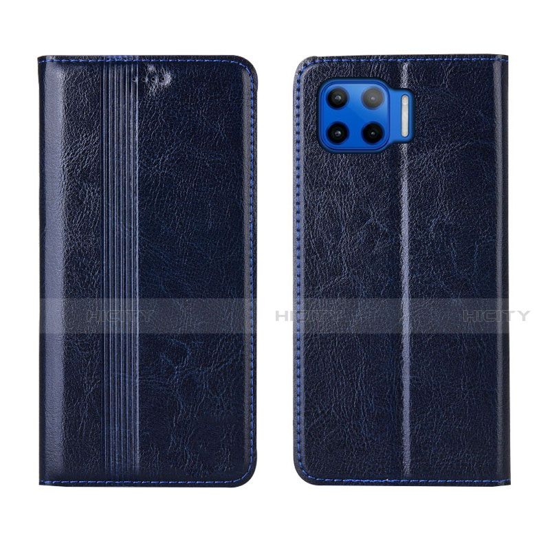 Funda de Cuero Cartera con Soporte Carcasa L03 para Motorola Moto G 5G Plus Azul