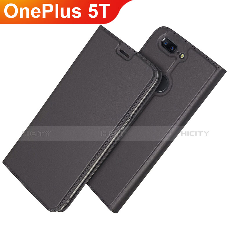 Funda de Cuero Cartera con Soporte Carcasa L03 para OnePlus 5T A5010 Negro