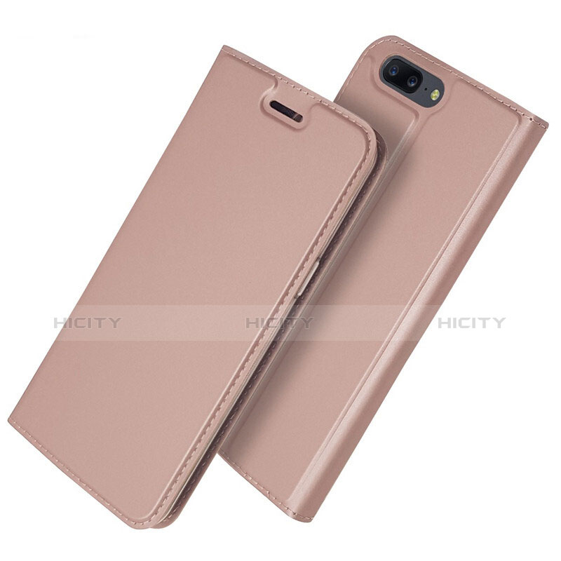 Funda de Cuero Cartera con Soporte Carcasa L03 para OnePlus 5T A5010 Oro Rosa