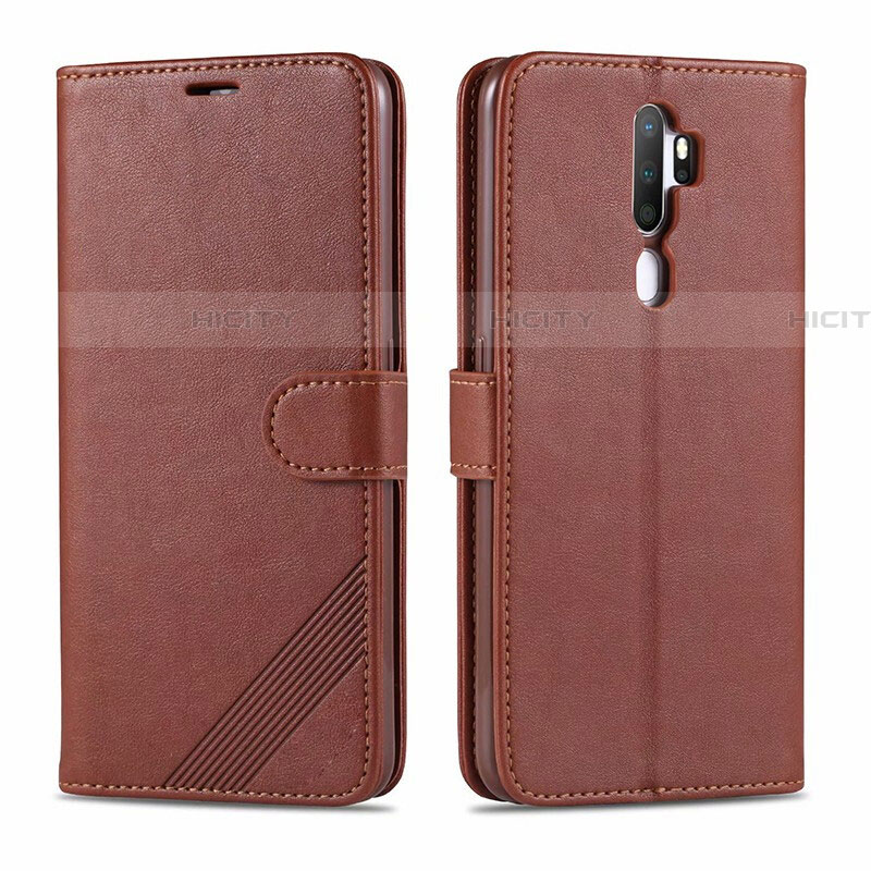 Funda de Cuero Cartera con Soporte Carcasa L03 para Oppo A11 Marron