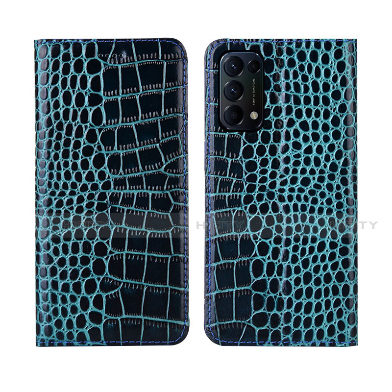 Funda de Cuero Cartera con Soporte Carcasa L03 para Oppo Find X3 Lite 5G Azul