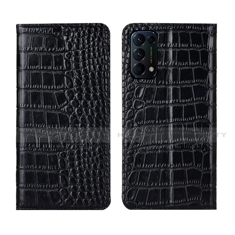 Funda de Cuero Cartera con Soporte Carcasa L03 para Oppo Find X3 Lite 5G Negro