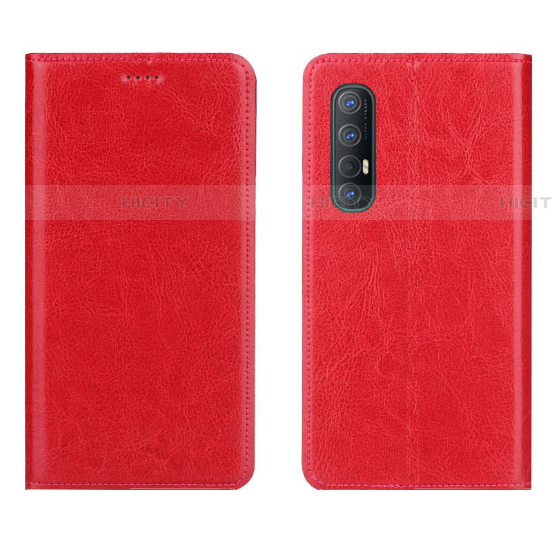 Funda de Cuero Cartera con Soporte Carcasa L03 para Oppo Reno3 Pro Rojo