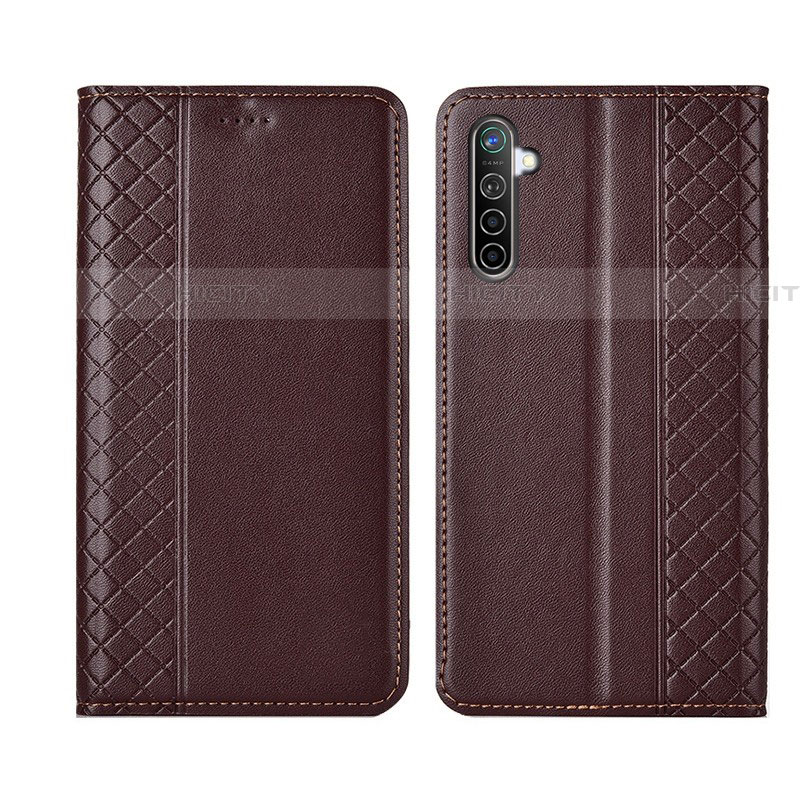 Funda de Cuero Cartera con Soporte Carcasa L03 para Realme X2 Marron