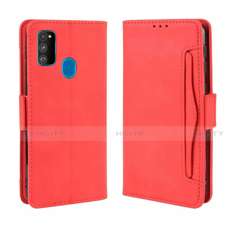 Funda de Cuero Cartera con Soporte Carcasa L03 para Samsung Galaxy M30s Rojo