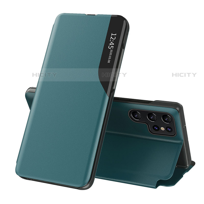 Funda de Cuero Cartera con Soporte Carcasa L03 para Samsung Galaxy S21 Ultra 5G Verde