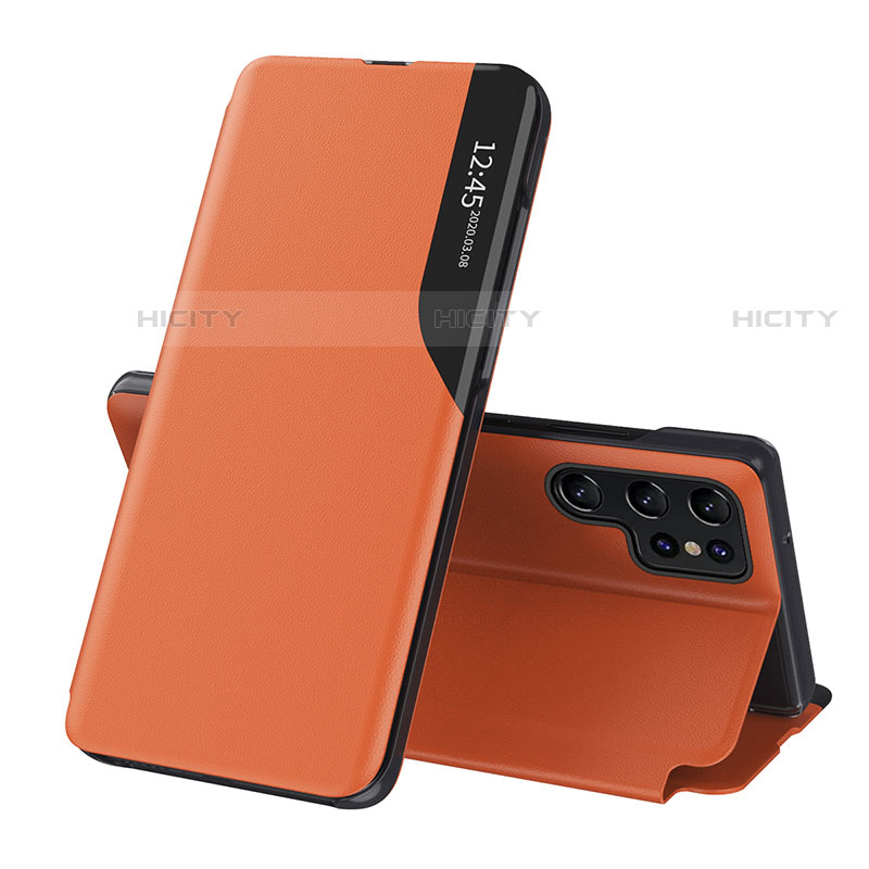 Funda de Cuero Cartera con Soporte Carcasa L03 para Samsung Galaxy S23 Ultra 5G Naranja