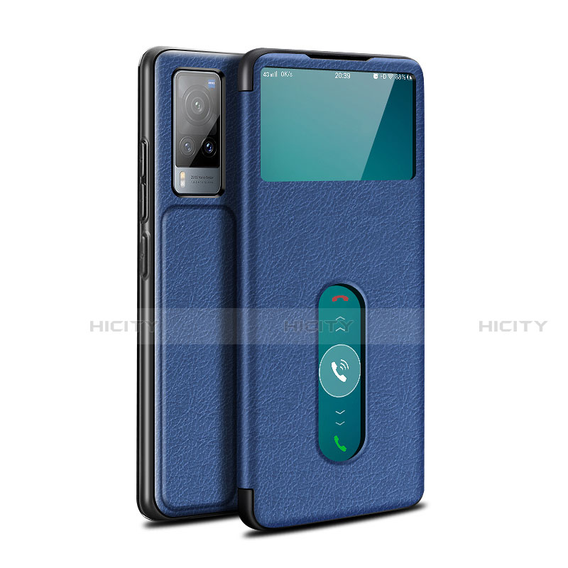 Funda de Cuero Cartera con Soporte Carcasa L03 para Vivo X60 5G Azul