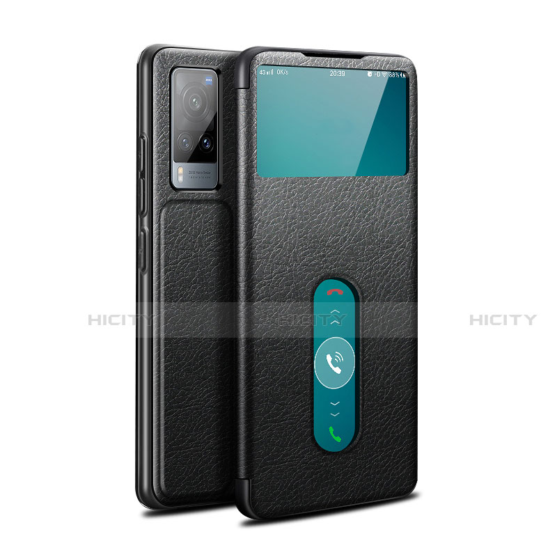 Funda de Cuero Cartera con Soporte Carcasa L03 para Vivo X60T 5G Negro