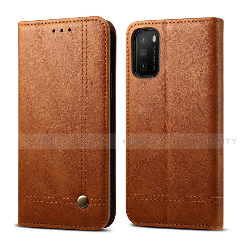 Funda de Cuero Cartera con Soporte Carcasa L03 para Xiaomi Poco M3 Marron Claro