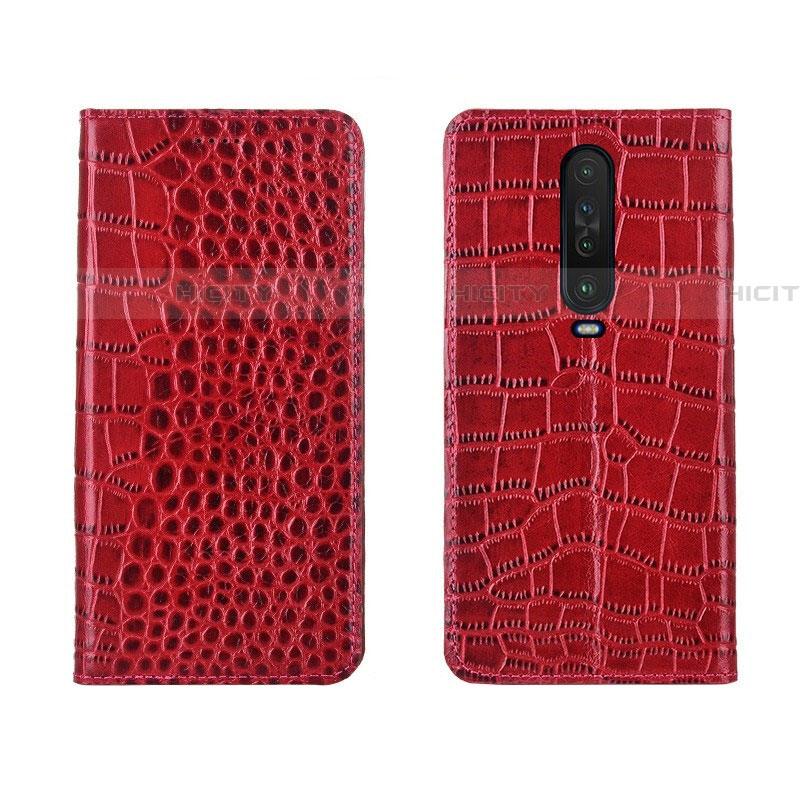 Funda de Cuero Cartera con Soporte Carcasa L03 para Xiaomi Redmi K30 4G Rojo