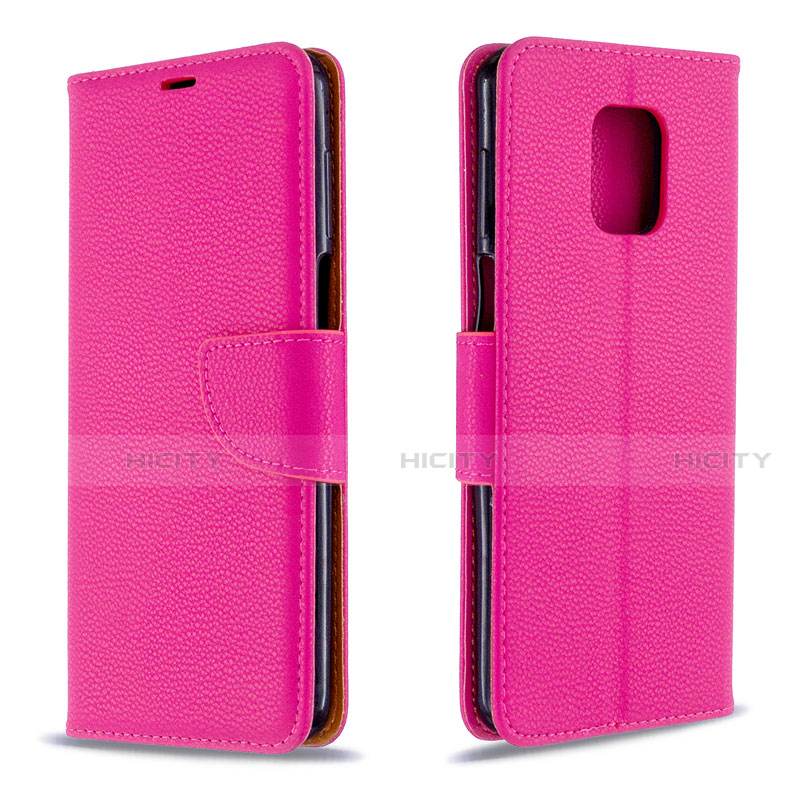 Funda de Cuero Cartera con Soporte Carcasa L03 para Xiaomi Redmi Note 9 Pro Max Rosa Roja