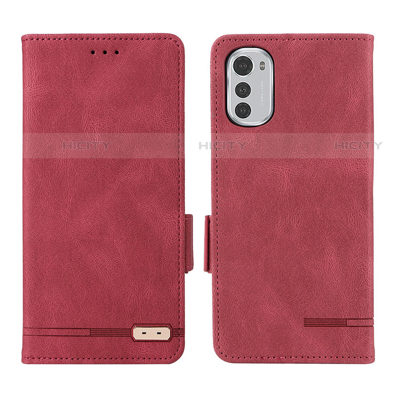 Funda de Cuero Cartera con Soporte Carcasa L03Z para Motorola Moto E32s Rojo