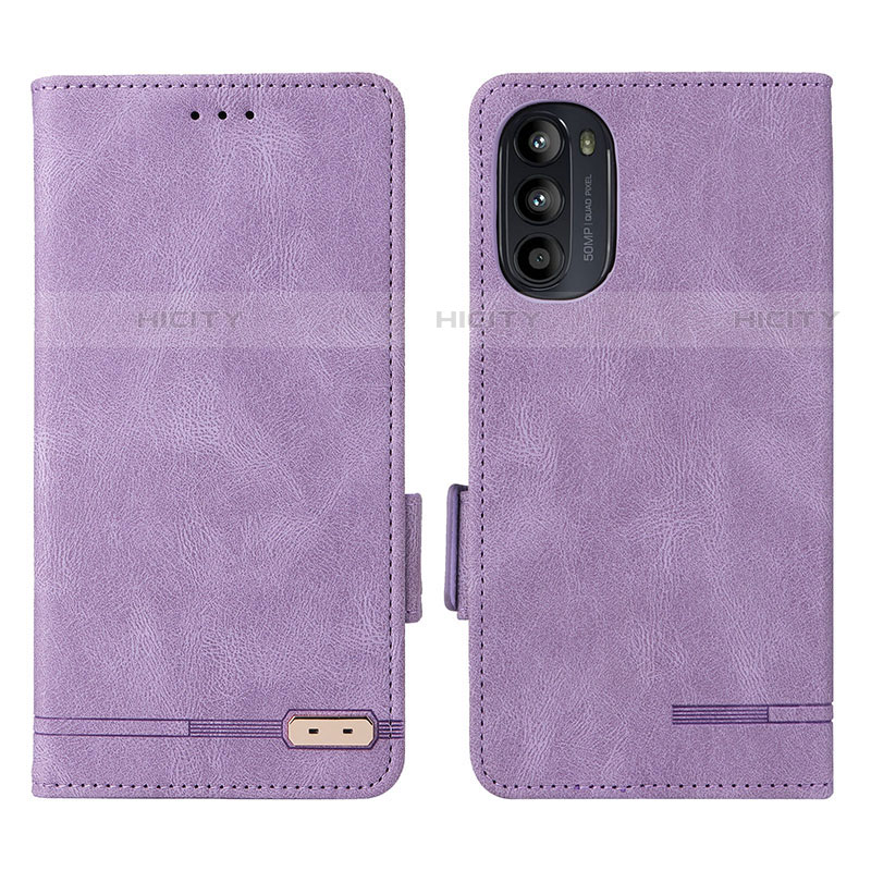 Funda de Cuero Cartera con Soporte Carcasa L03Z para Motorola Moto G71s 5G Morado