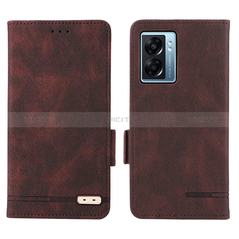 Funda de Cuero Cartera con Soporte Carcasa L03Z para Oppo A56S 5G Marron