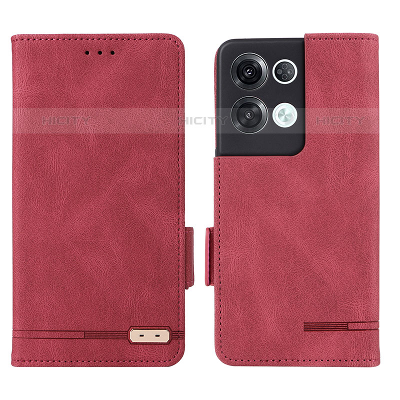 Funda de Cuero Cartera con Soporte Carcasa L03Z para Oppo Reno8 Pro+ Plus 5G Rojo