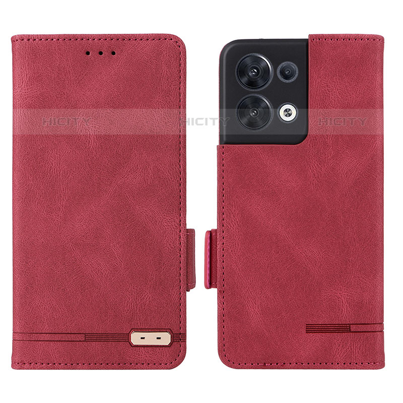 Funda de Cuero Cartera con Soporte Carcasa L03Z para Oppo Reno9 5G Rojo