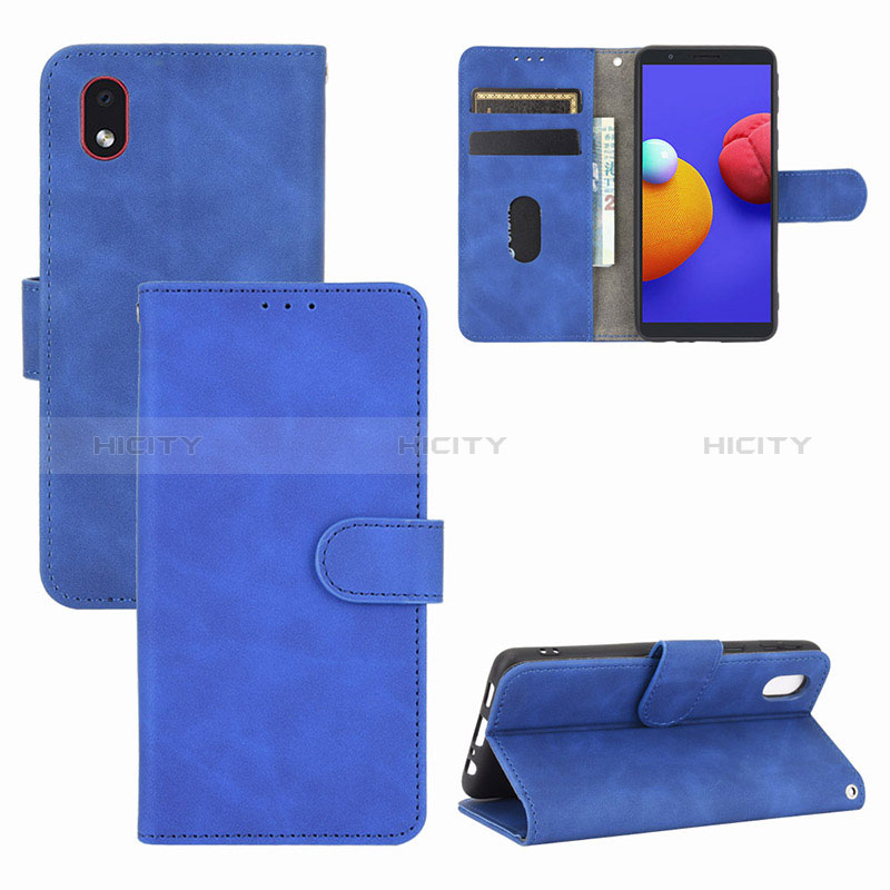 Funda de Cuero Cartera con Soporte Carcasa L03Z para Samsung Galaxy A01 Core Azul