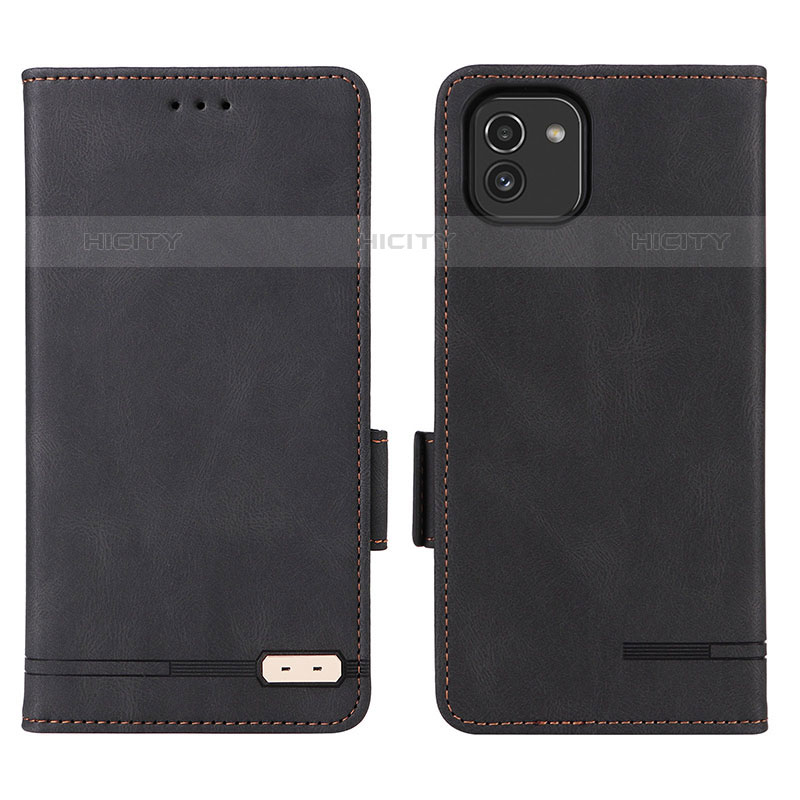 Funda de Cuero Cartera con Soporte Carcasa L03Z para Samsung Galaxy A03 Negro