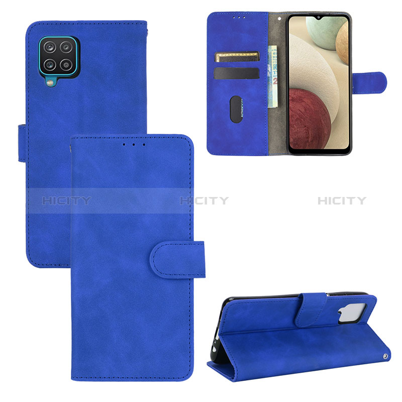 Funda de Cuero Cartera con Soporte Carcasa L03Z para Samsung Galaxy A12 Azul