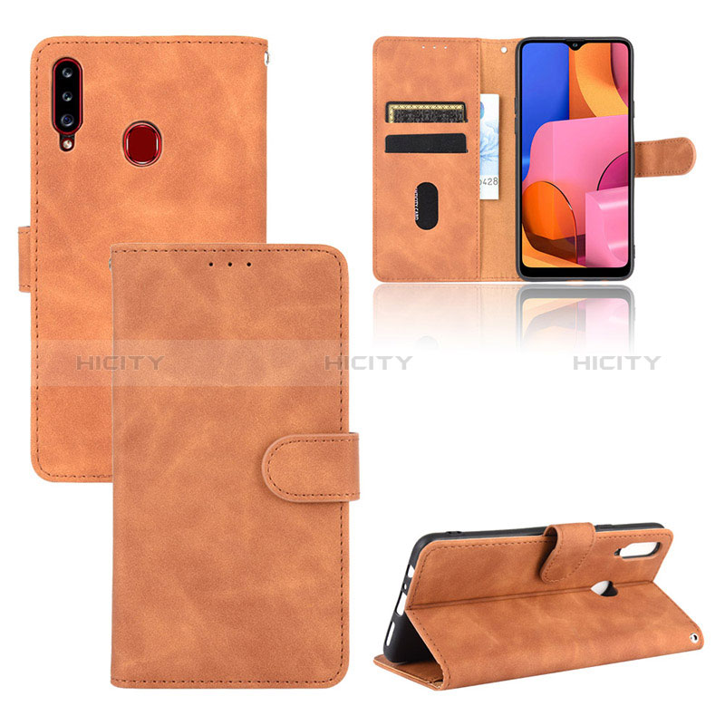 Funda de Cuero Cartera con Soporte Carcasa L03Z para Samsung Galaxy A20s Marron