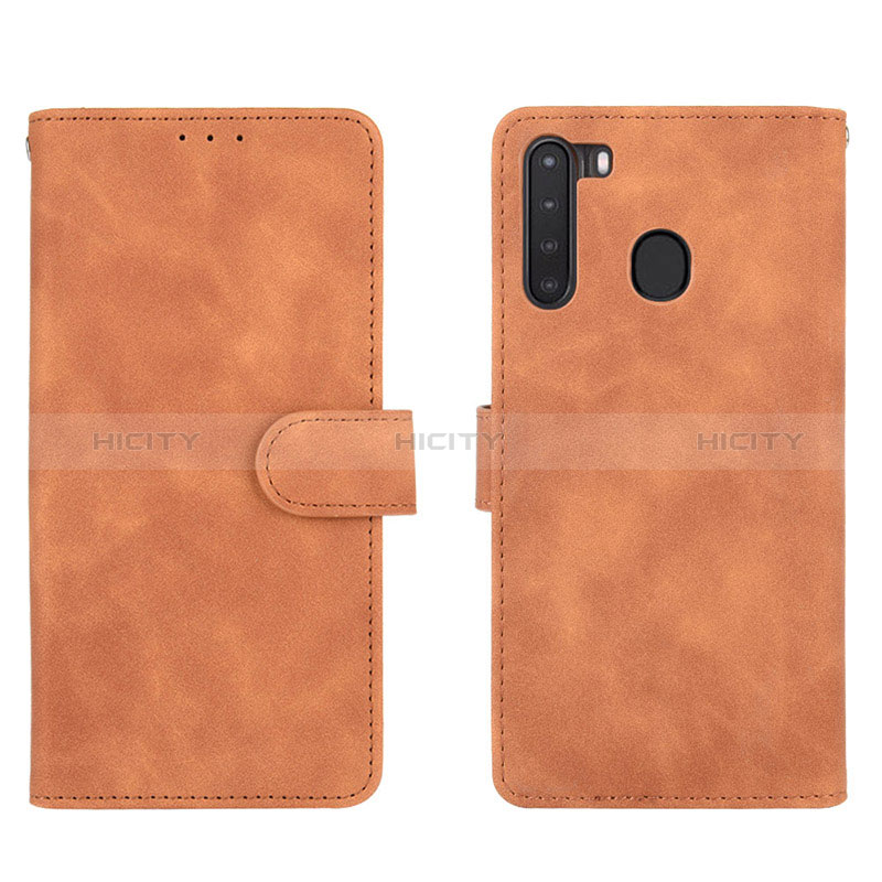 Funda de Cuero Cartera con Soporte Carcasa L03Z para Samsung Galaxy A21 Marron