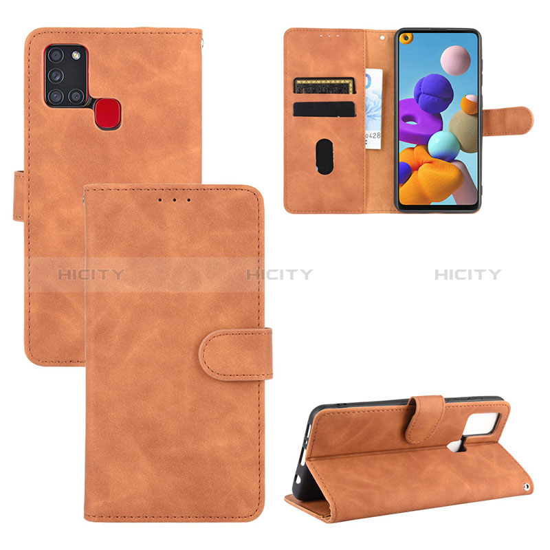 Funda de Cuero Cartera con Soporte Carcasa L03Z para Samsung Galaxy A21s Marron