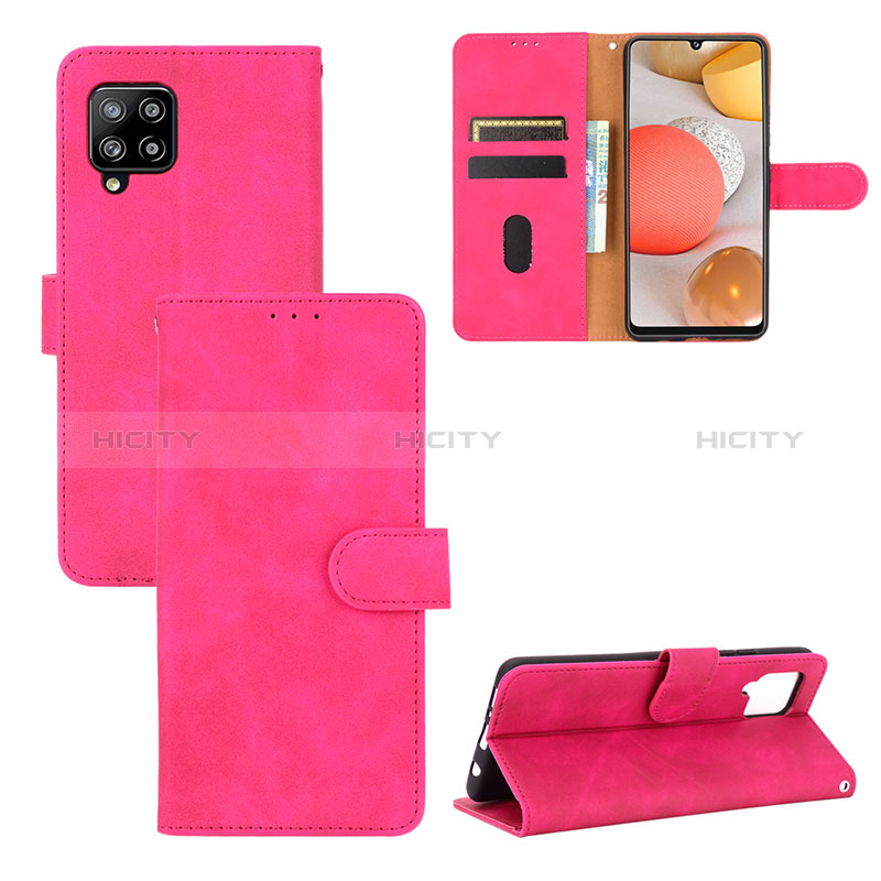 Funda de Cuero Cartera con Soporte Carcasa L03Z para Samsung Galaxy A42 5G Rosa Roja