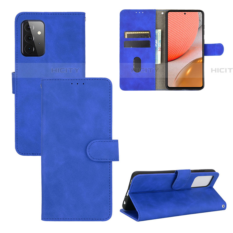 Funda de Cuero Cartera con Soporte Carcasa L03Z para Samsung Galaxy A72 5G Azul