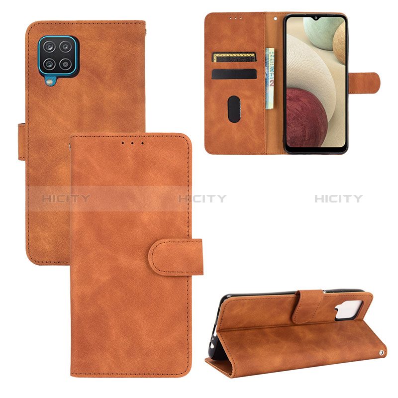 Funda de Cuero Cartera con Soporte Carcasa L03Z para Samsung Galaxy F12 Marron