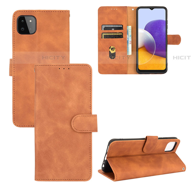 Funda de Cuero Cartera con Soporte Carcasa L03Z para Samsung Galaxy F42 5G Marron