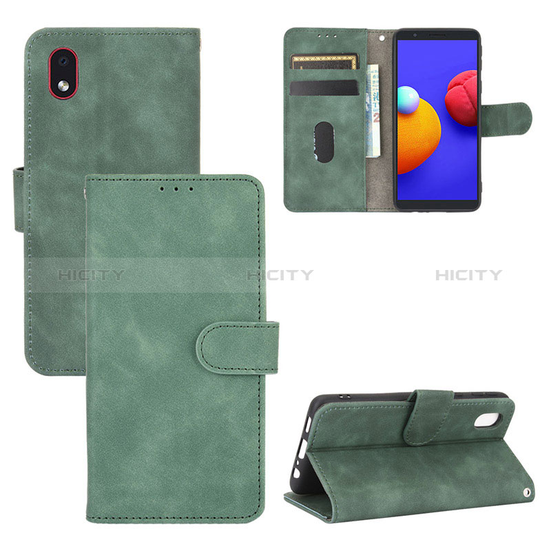 Funda de Cuero Cartera con Soporte Carcasa L03Z para Samsung Galaxy M01 Core Verde