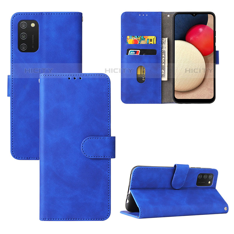 Funda de Cuero Cartera con Soporte Carcasa L03Z para Samsung Galaxy M02s Azul