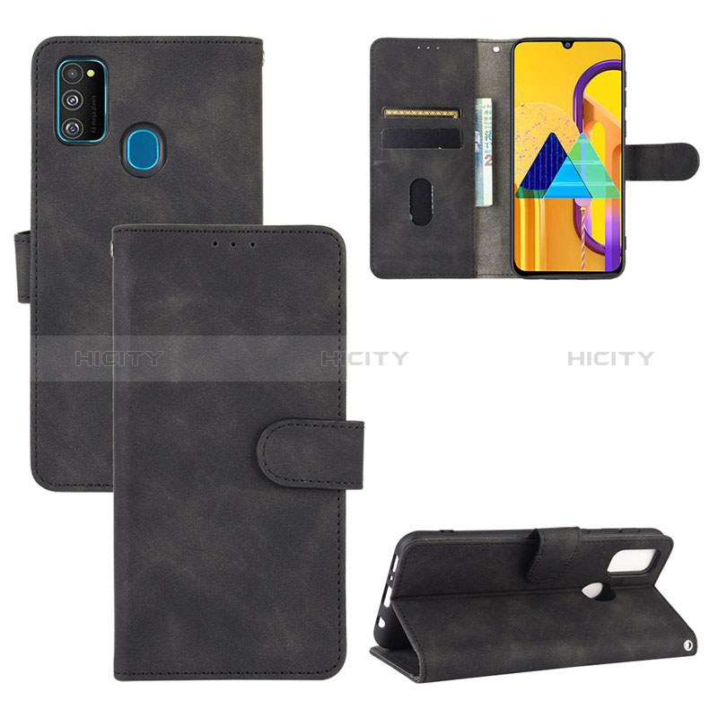 Funda de Cuero Cartera con Soporte Carcasa L03Z para Samsung Galaxy M21 Negro