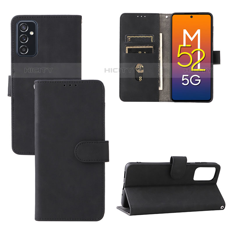 Funda de Cuero Cartera con Soporte Carcasa L03Z para Samsung Galaxy M52 5G Negro