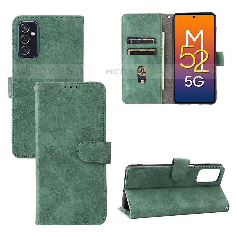 Funda de Cuero Cartera con Soporte Carcasa L03Z para Samsung Galaxy M52 5G Verde