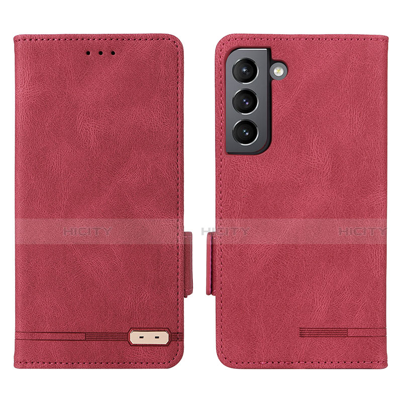 Funda de Cuero Cartera con Soporte Carcasa L03Z para Samsung Galaxy S21 5G Rojo