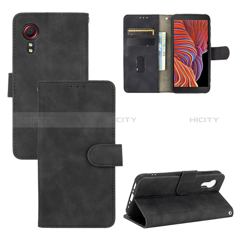 Funda de Cuero Cartera con Soporte Carcasa L03Z para Samsung Galaxy XCover 5 SM-G525F Negro