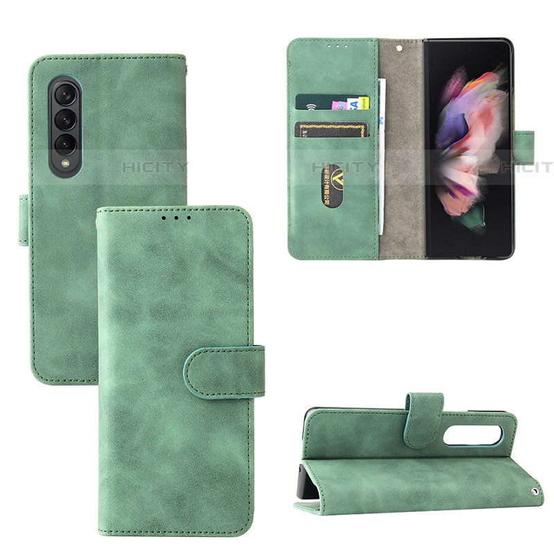 Funda de Cuero Cartera con Soporte Carcasa L03Z para Samsung Galaxy Z Fold4 5G Verde