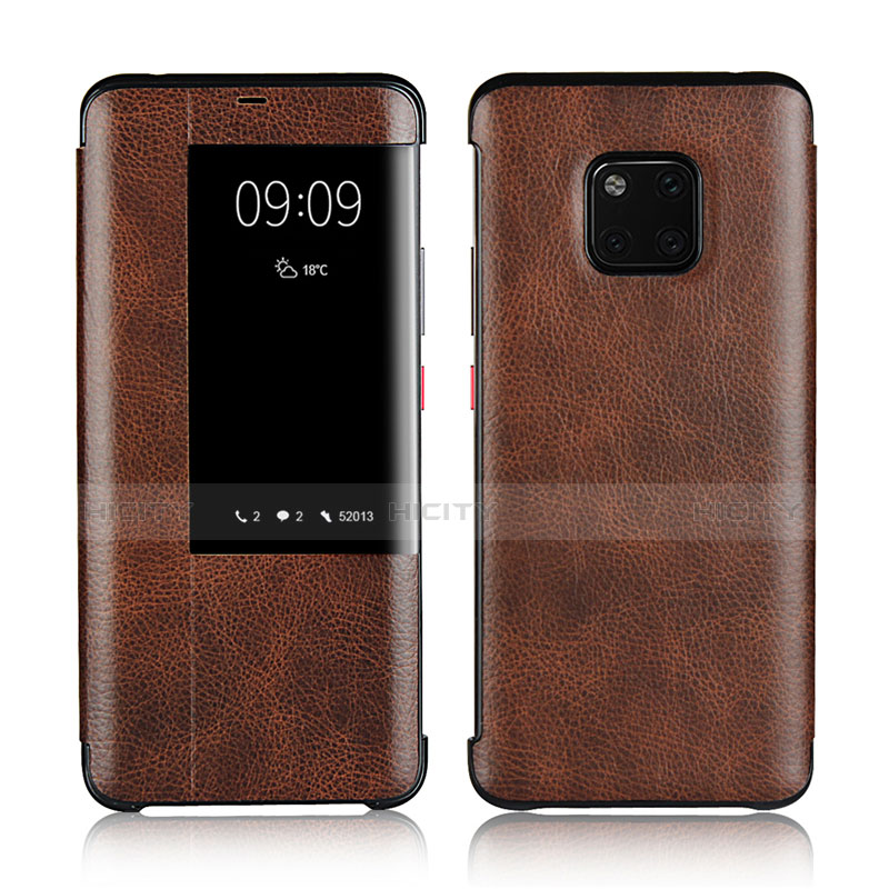 Funda de Cuero Cartera con Soporte Carcasa L04 para Huawei Mate 20 Pro Marron