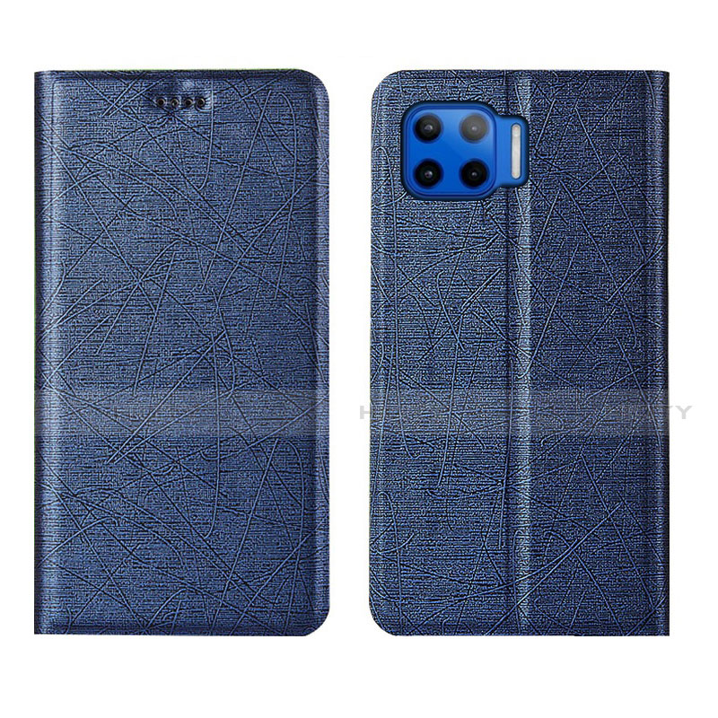 Funda de Cuero Cartera con Soporte Carcasa L04 para Motorola Moto G 5G Plus Azul