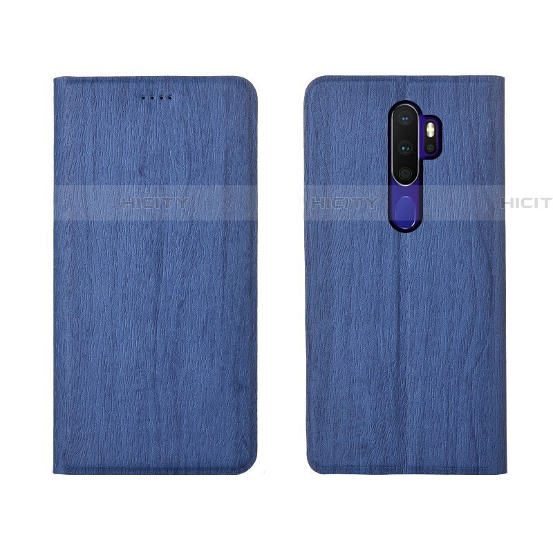 Funda de Cuero Cartera con Soporte Carcasa L04 para Oppo A11 Azul