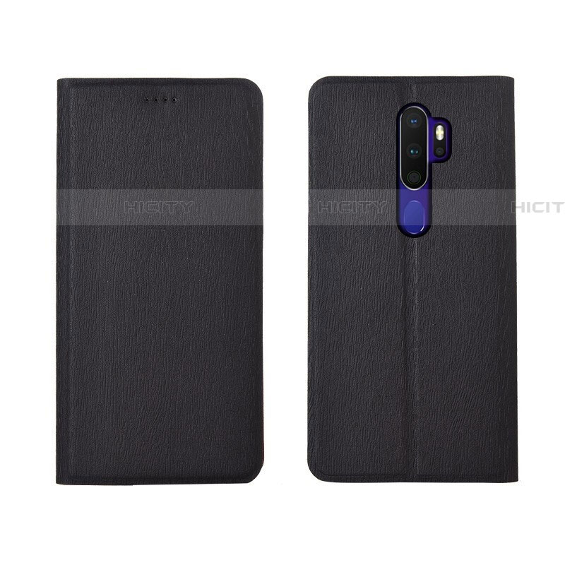 Funda de Cuero Cartera con Soporte Carcasa L04 para Oppo A11 Negro